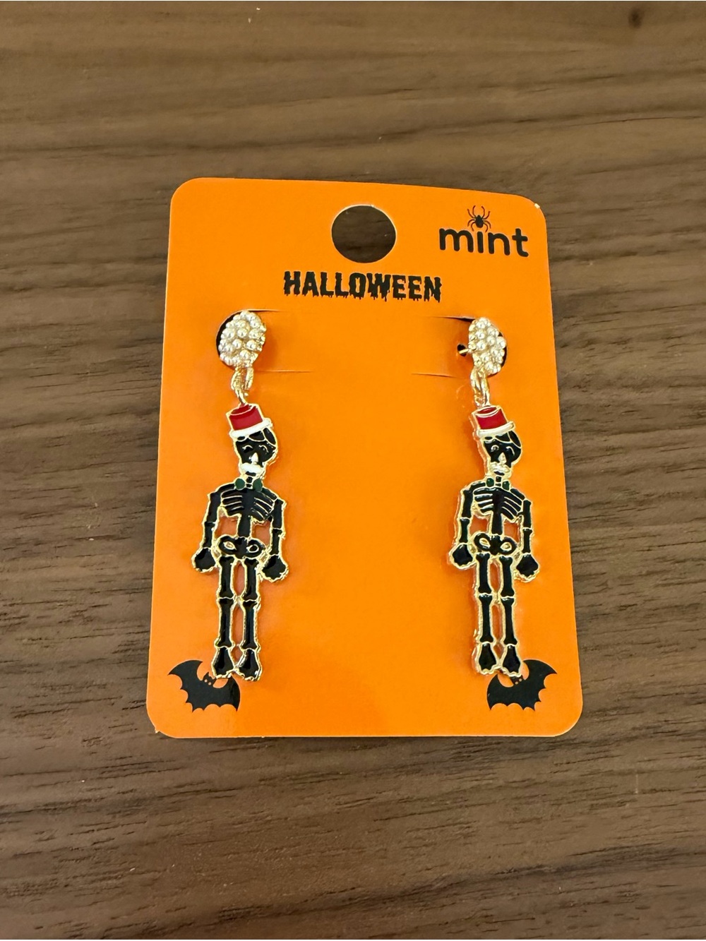 Mint Halloween Skeleton Dangle Earrings